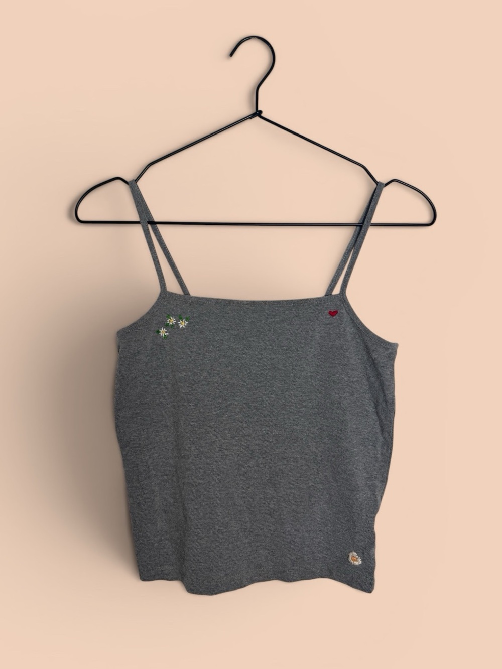 Wild Fable Gray Embroidered Slim Fit Crop Cami